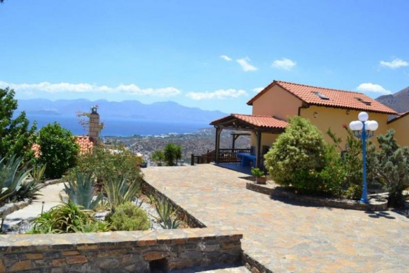 Epano Elounda MIT VIDEO! Kreta, Epano Elounda: Exquisite Villa am Hang mit Pool und Meerblick über die Bucht zu verkaufen Haus kaufen